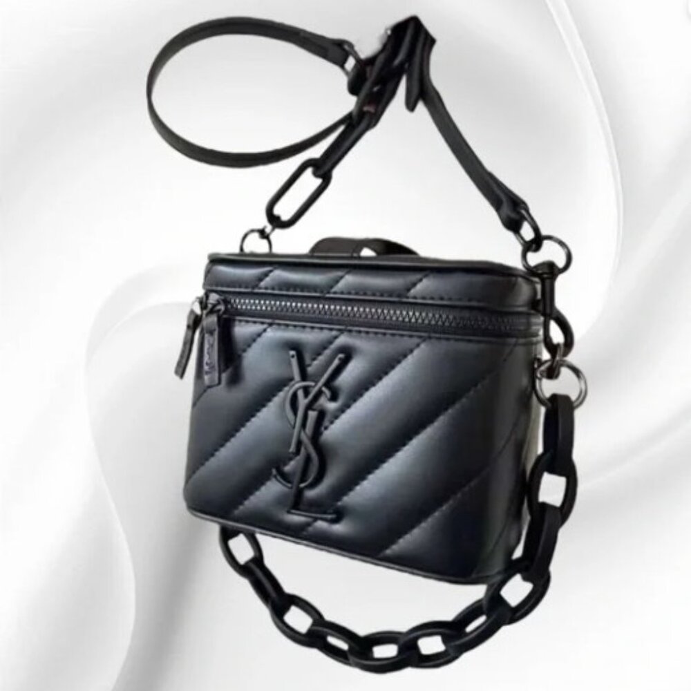 Yves Saint Laurent Black Quilted Cosmetic Bag